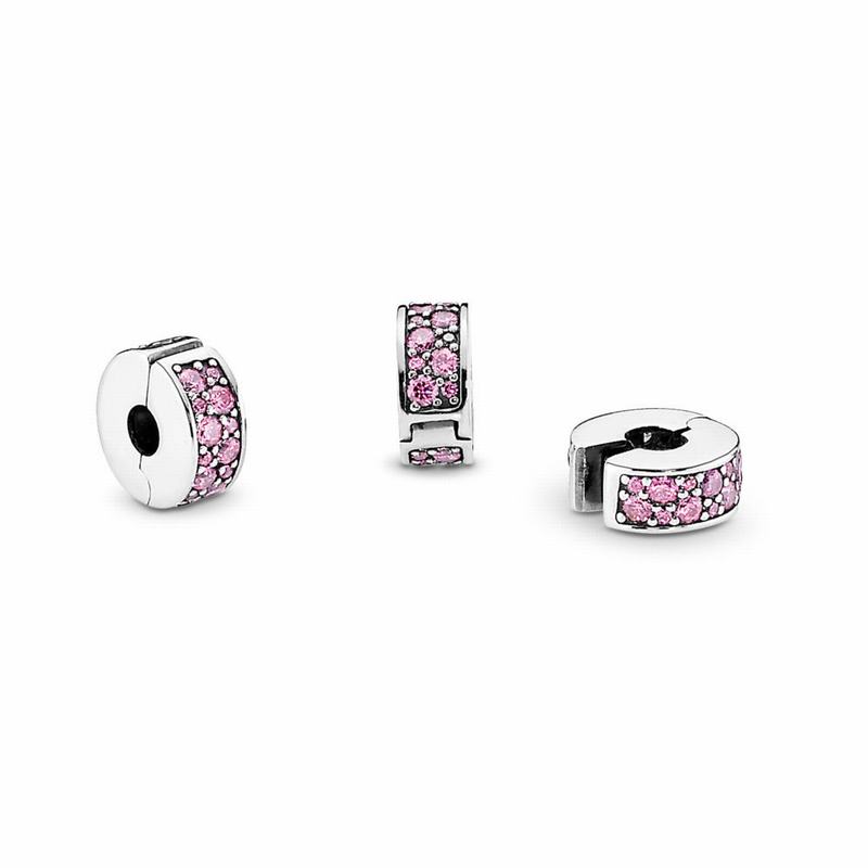 Pandora Shining Elegance Clip Charm - Sterling Silver/Silicone/Pink/Cubic Zirconia - Canada | DO2684